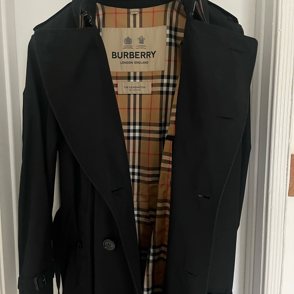 Classic black Burberry trench coat
